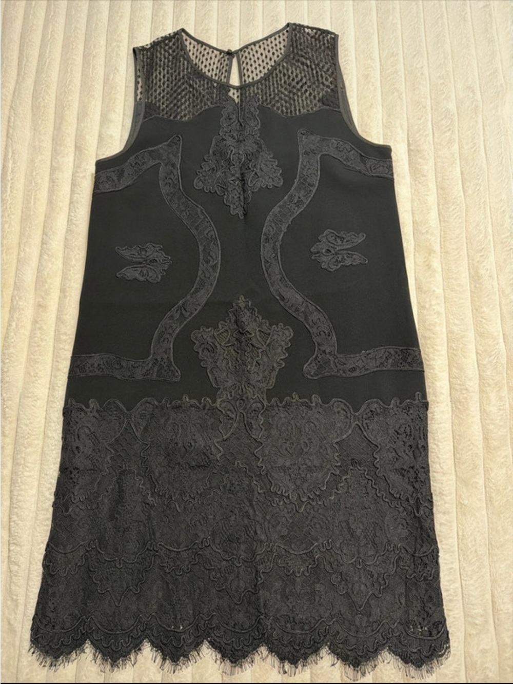 Diane Von Furstenberg Black Lace-Trim Sleeveless Slip Dress